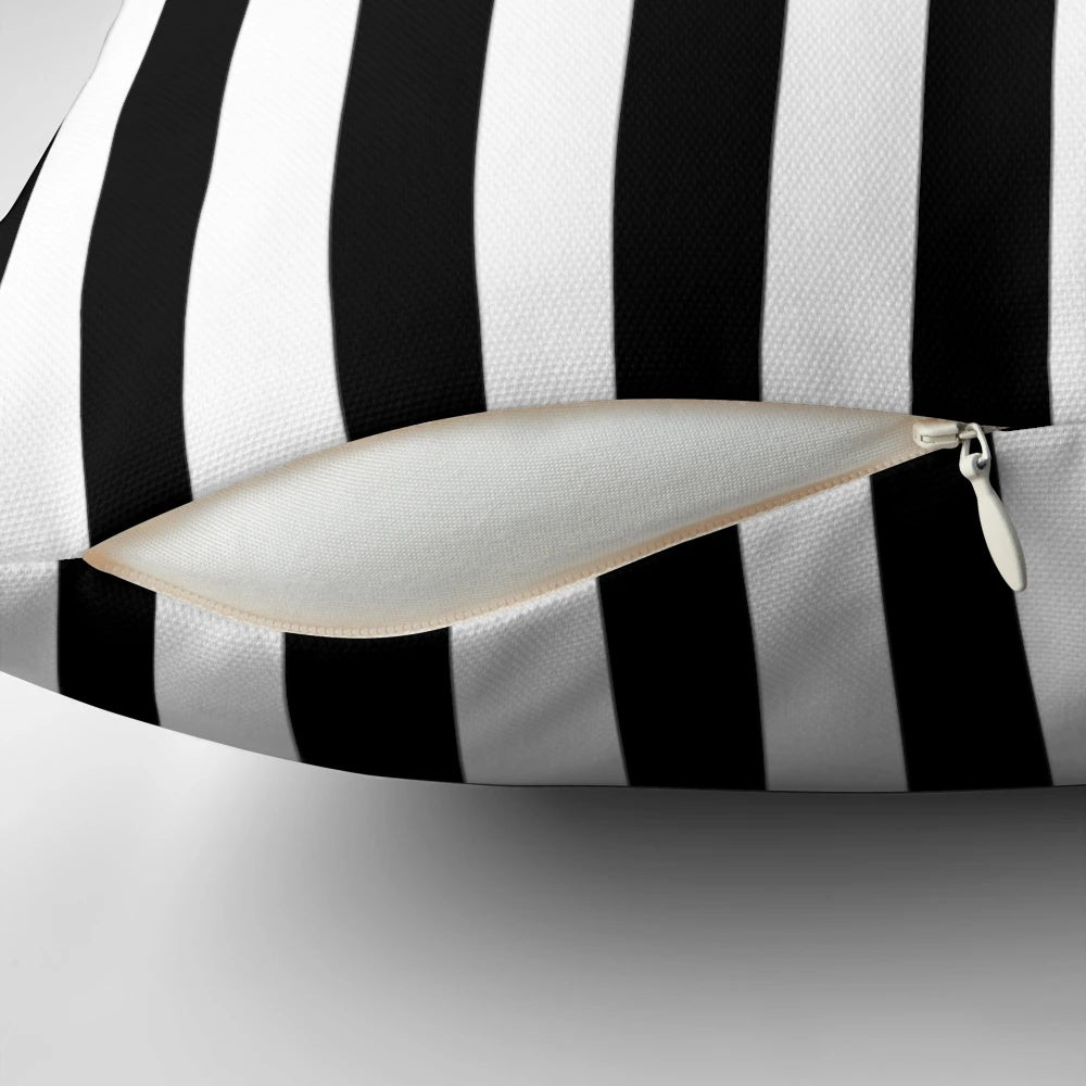Black and white striped decorative pillow cover