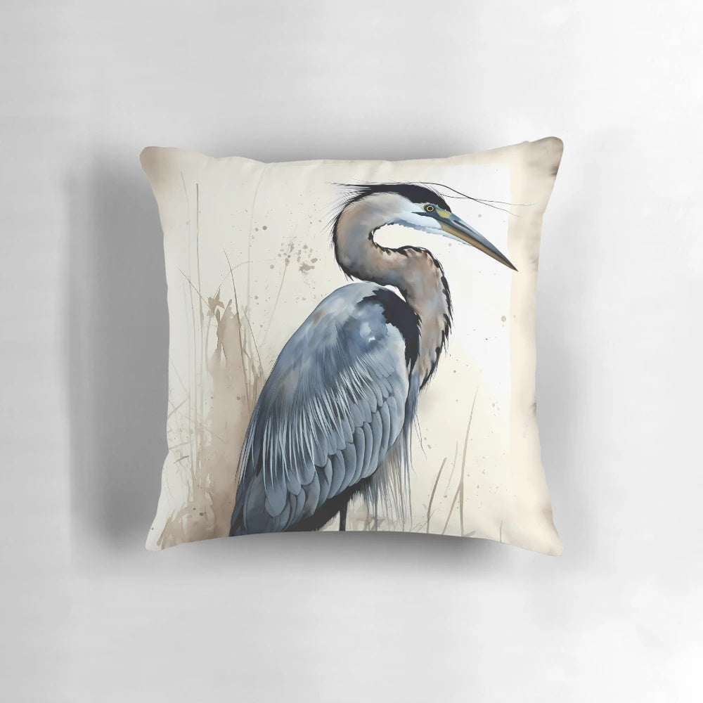 Detailed illustration of a graceful blue heron bird in flight