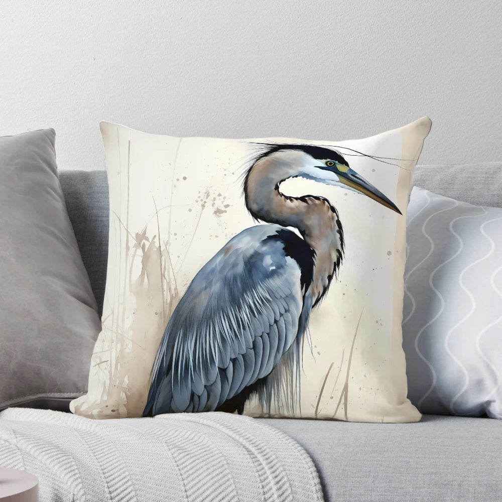 Detailed illustration of a graceful blue heron bird in flight