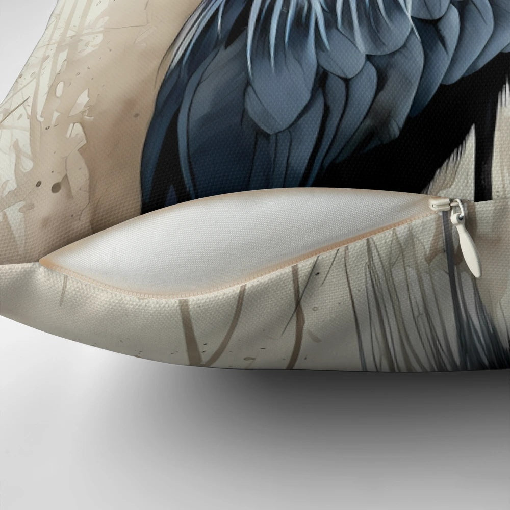 Detailed illustration of a graceful blue heron bird in flight