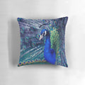 Striking blue peacock feather decorative throw pillow for cozy living spaces
