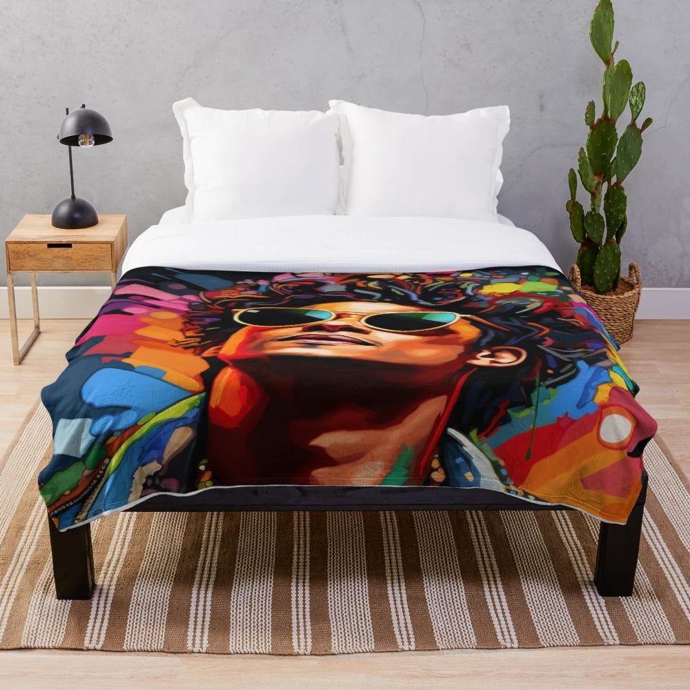 Bruno Mars inspired plush blanket