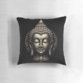 Elegant Buddha Cool Art Portrait Pillow with lotus flower and gold accents for meditation and zen decor