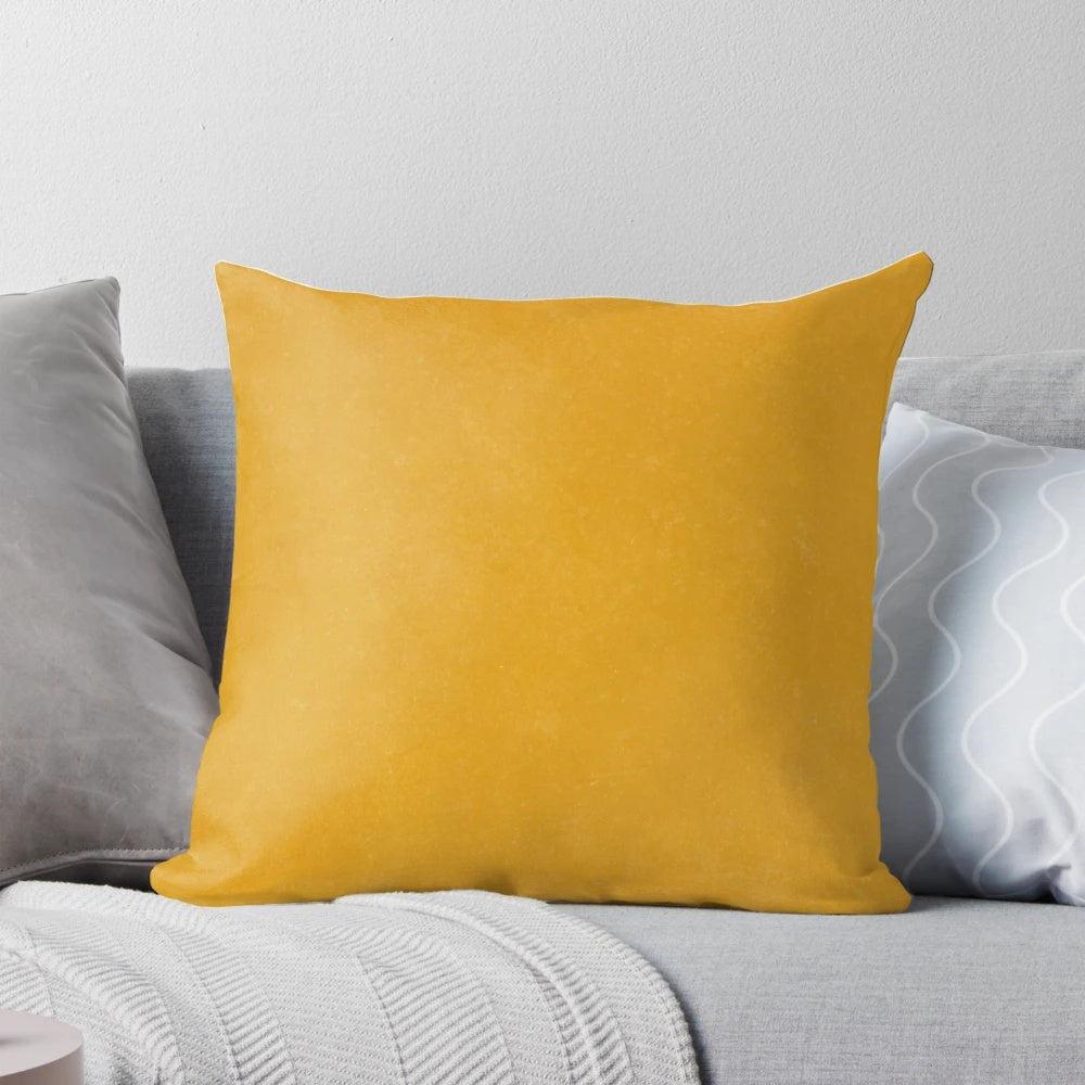 Burnt yellow, boho-inspired solid pillow with a textured design, perfect for modern and earthy home decor.