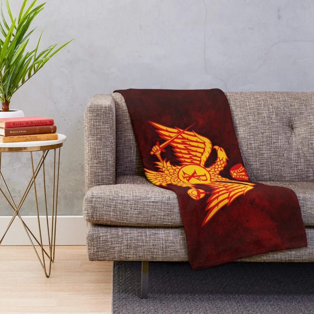 Plush blanket featuring an elegant Byzantine-inspired two-headed eagle symbol