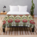 Charles Rennie Mackintosh inspired plush blanket with floral design