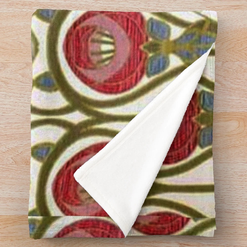 Charles Rennie Mackintosh inspired plush blanket with floral design