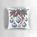 Chinoiserie Christmas Pillow with Blue and White Chinoiserie Tree Design