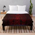 Dark red and black damask pattern plush blanket