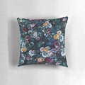 Dark floral night flowers pattern printed on a soft pillow for bedroom and living room decor