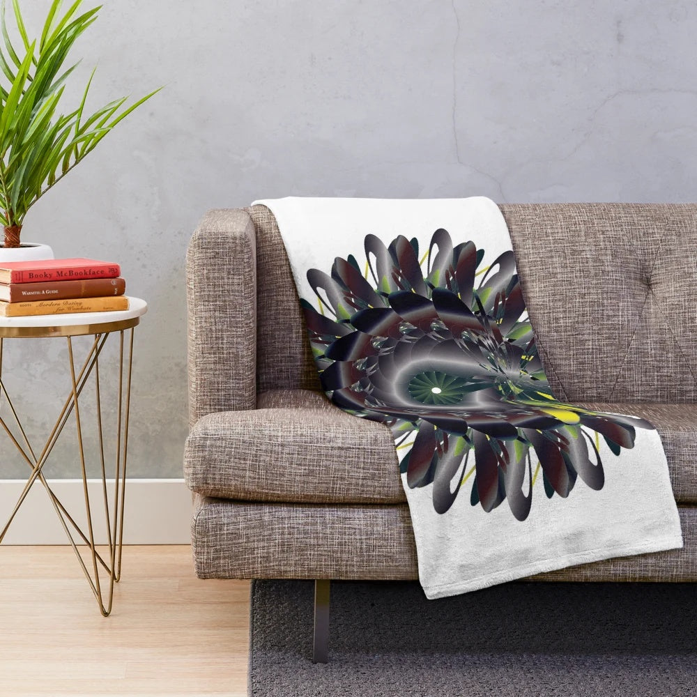 Designer's plush blanket with a vibrant floral pattern