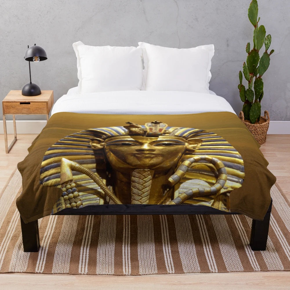 Egypt King Tut Inspired Plush Blanket