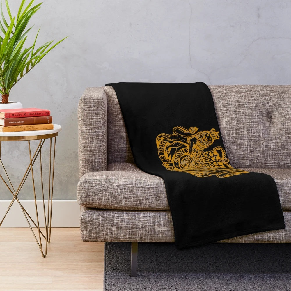 Plush blanket featuring the iconic Elizabeth II royal coat of arms emblem