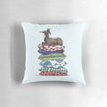 Watercolor-style illustration of a princess on a pea with a greyhound, galgo, whippet, and italian greyhound