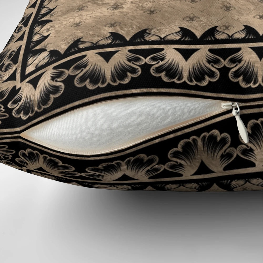 Fleur-de-Lis black and gold decorative pillow for luxury home decor