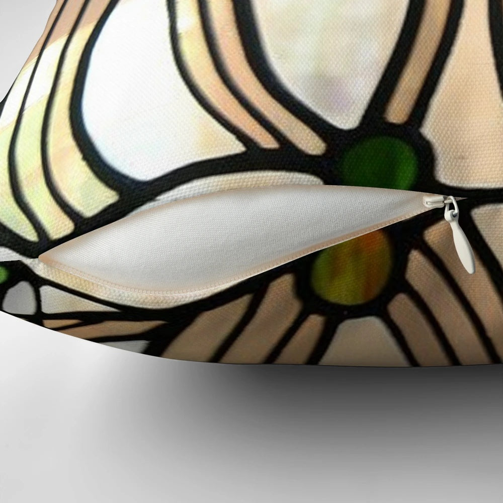 Decorative pillow with Charles Rennie Mackintosh-inspired floral pattern