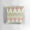 Vibrant floral pillow featuring the renowned Scottish architect and designer Charles Rennie Mackintosh's signature flower motifs
