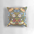 Decorative pillow featuring the iconic Strawberry Thief pattern designed by William Morris in 1883