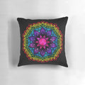 Vibrant flower chakra mandala design on a plush, decorative pillow for home decor.