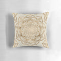 Beautifully designed Flower of Life pillow in pastel golds and canvas