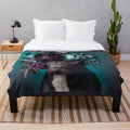 Flower Power Plush Blanket with Pit Bull Design