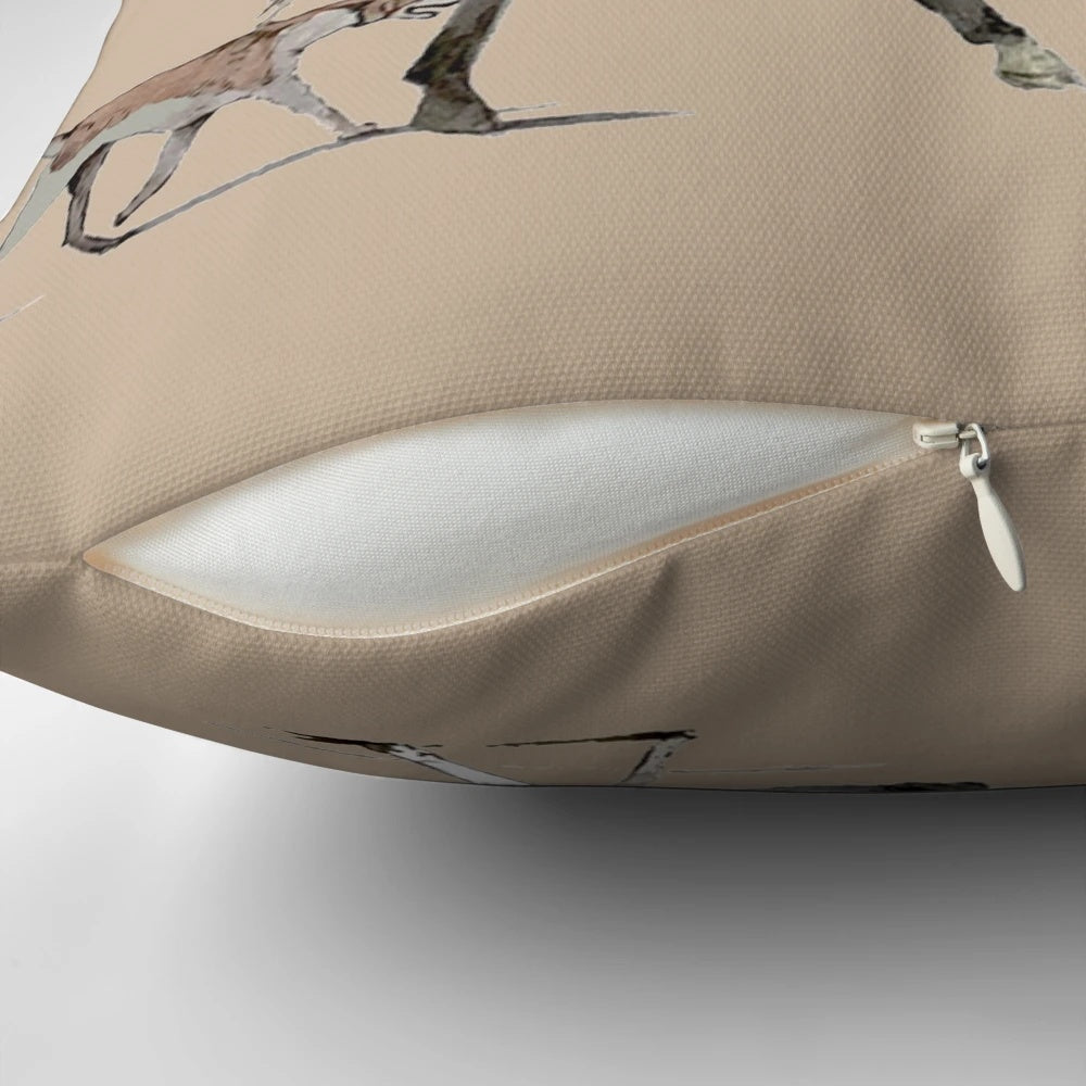 Soft, plush pillow featuring a detailed fox hunting scene