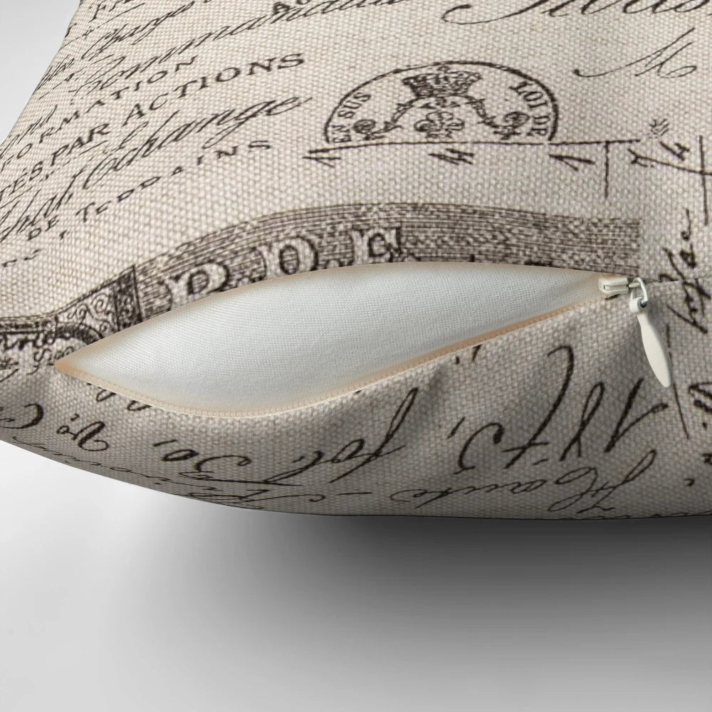 Parisan Pillow with Cursive French Script Pattern