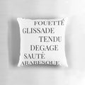 Soft, decorative pillow featuring a French-inspired ballet dance design.