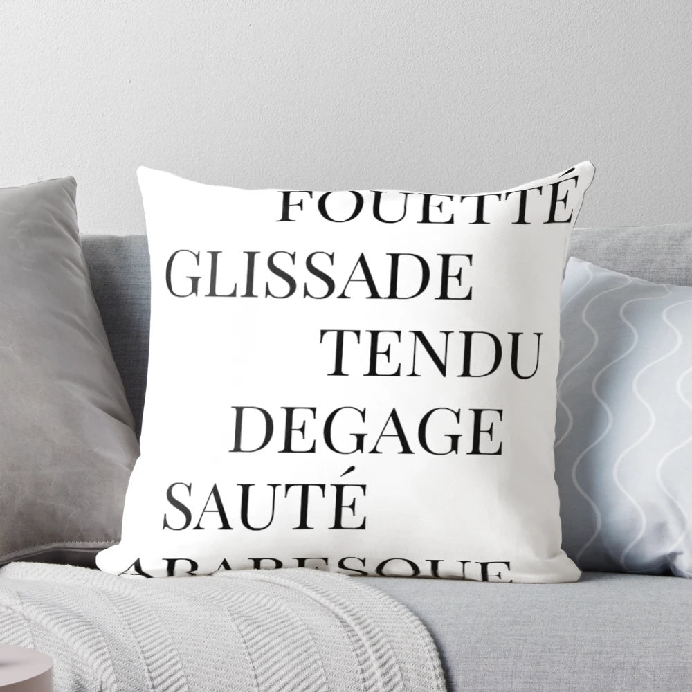 Soft, decorative pillow featuring a French-inspired ballet dance design.