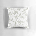 Decorative throw pillow with a vintage French toile pattern in a beautiful sage green color