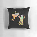 A vibrant, modern frog pillow featuring the unique dart frog design by artist Moa Råhlander.