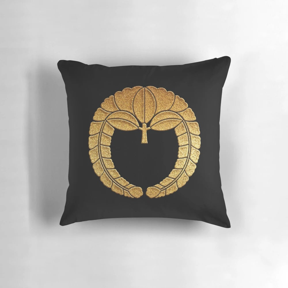 Sagari Fuji Kamon in Gold Seal Pillow - Traditional Japanese Clan Crest