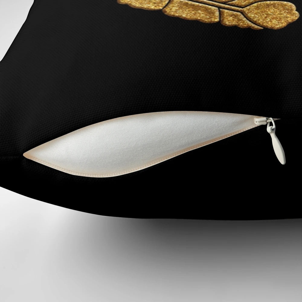 Sagari Fuji Kamon in Gold Seal Pillow - Traditional Japanese Clan Crest