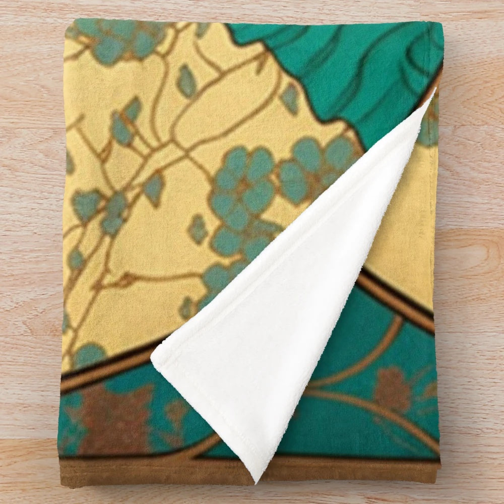 Soft and cozy plush blanket featuring a beautiful geisha design