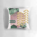 Elegant geometric pattern pillow in blush pink and emerald green shades