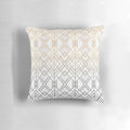 Decorative gold and grey patterned pillow with abstract geometric design