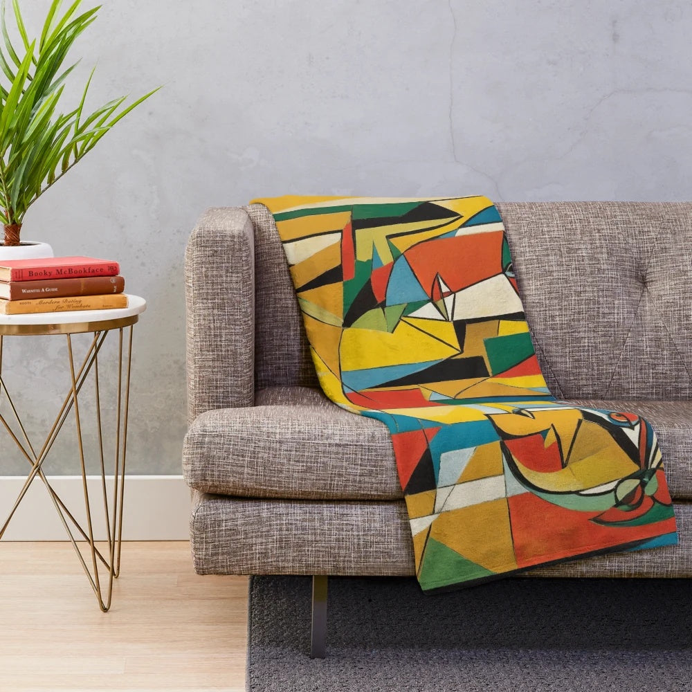 Geometric patterned plush blanket for stylish home decor