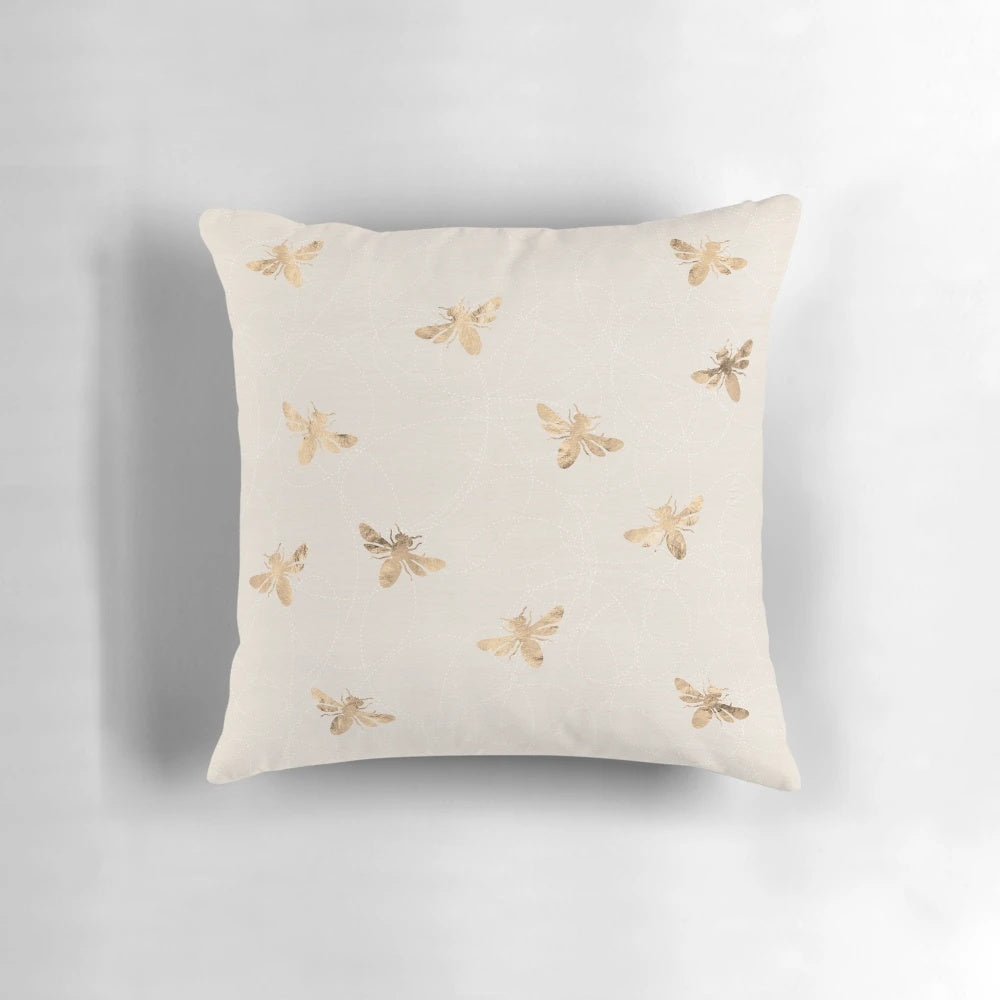 Gold Bee Textured Cream Pillow