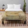 Gold metallic marble pattern plush blanket