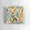 Gold and white patterned Christmas-themed decorative pillow