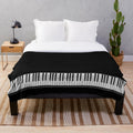 Black and white elegant grand piano plush blanket