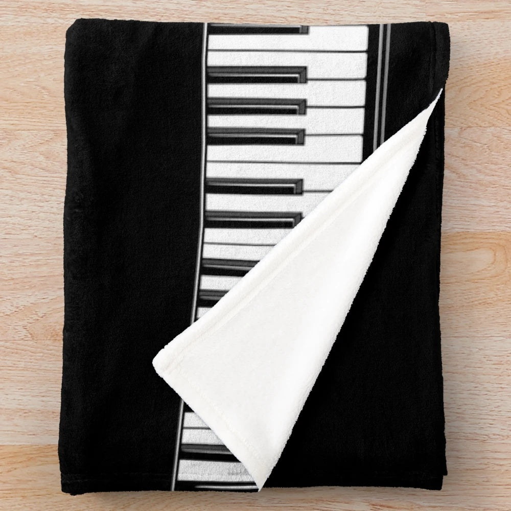 Black and white elegant grand piano plush blanket