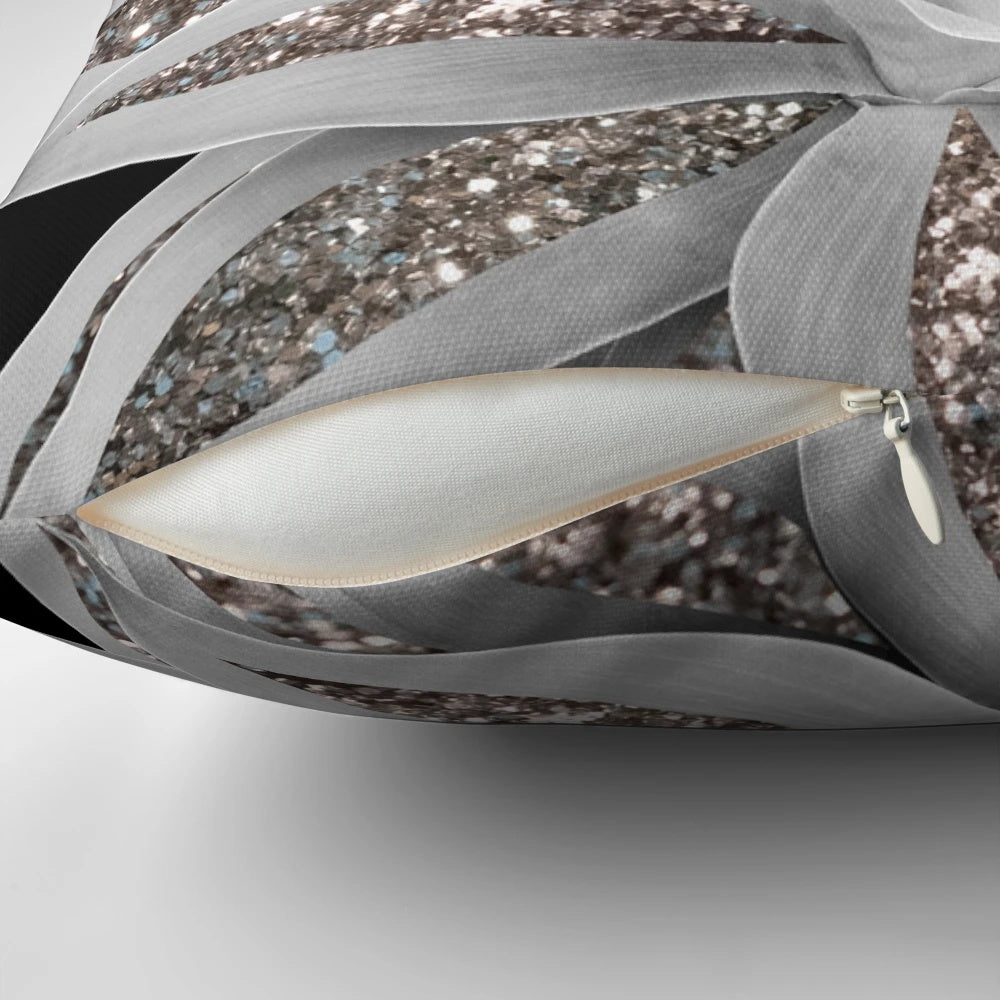 A gray agave plant with silver glitter accents, perfect for luxury home decor.