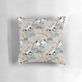 Gray floral pillow with red capped cranes in an Asian-inspired design