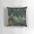 Lavish green faux marble pillow with ornate gold veins in a contemporary, sophisticated design.