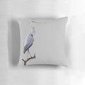 Beautifully detailed grey heron bird printed on a soft, high-quality pillow for nature-themed home decor