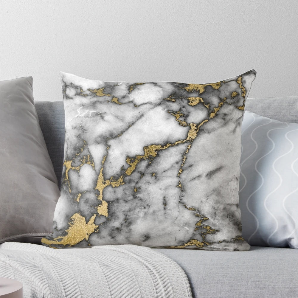 Luxury grey marble and gold streak pattern phone case cover
