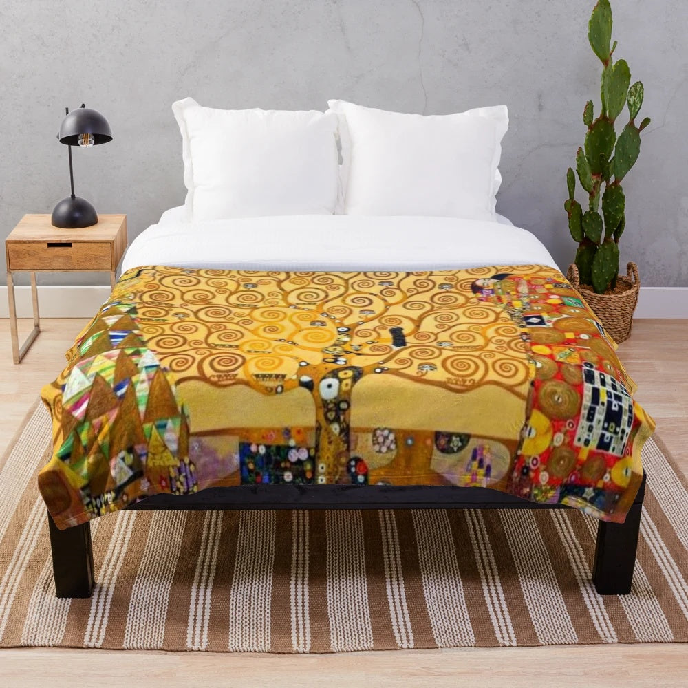 Gustav Klimt Tree of Life Plush Blanket