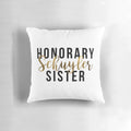 Plush throw pillow featuring the Schuyler Sisters from the hit Broadway musical Hamilton, with gold foil accents.