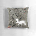 Hare pillow featuring a beautifully detailed illustration of a rabbit in a floral, botanical setting